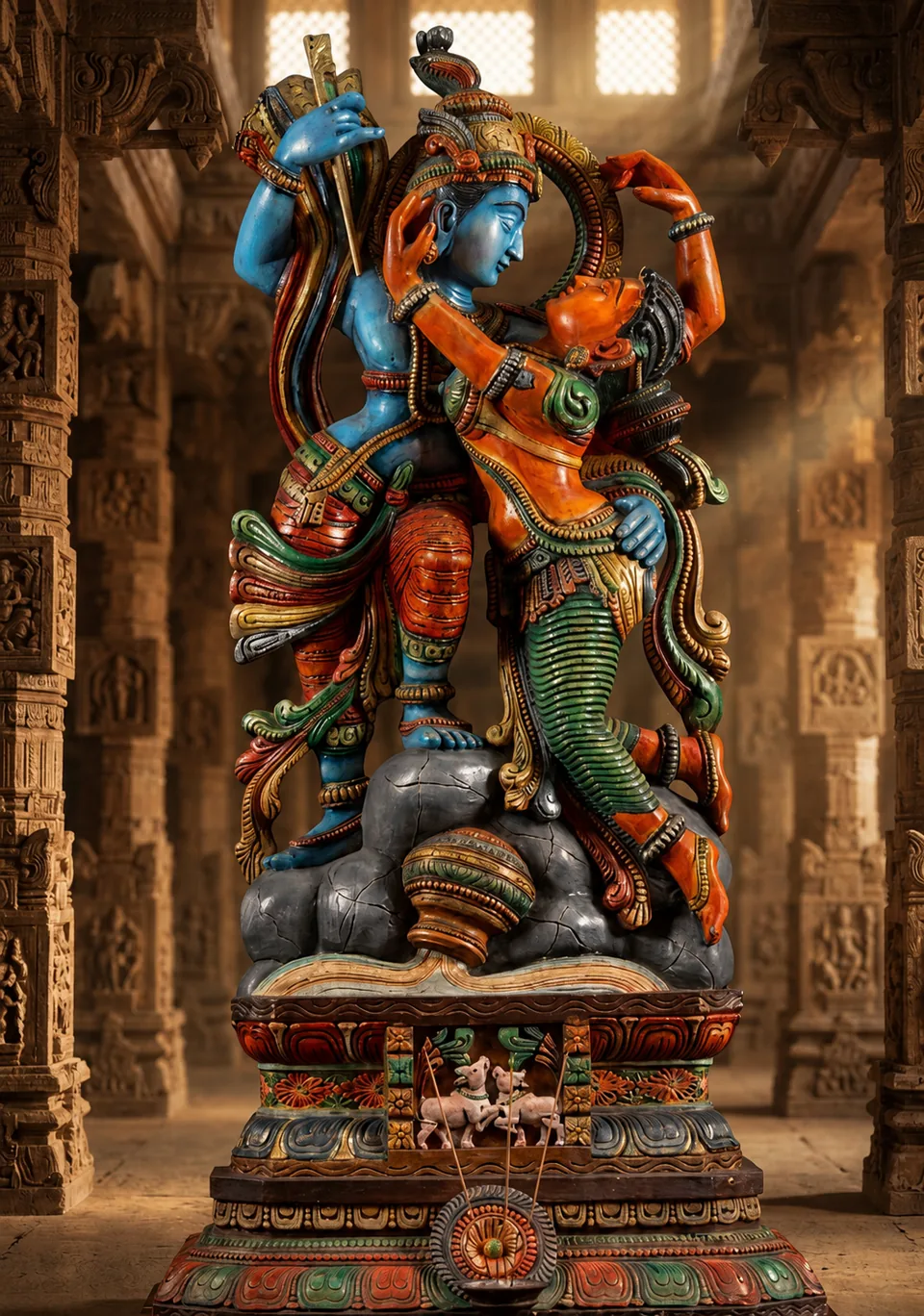 Custom wooden deity statue Malaysia in traditional polychrome finish